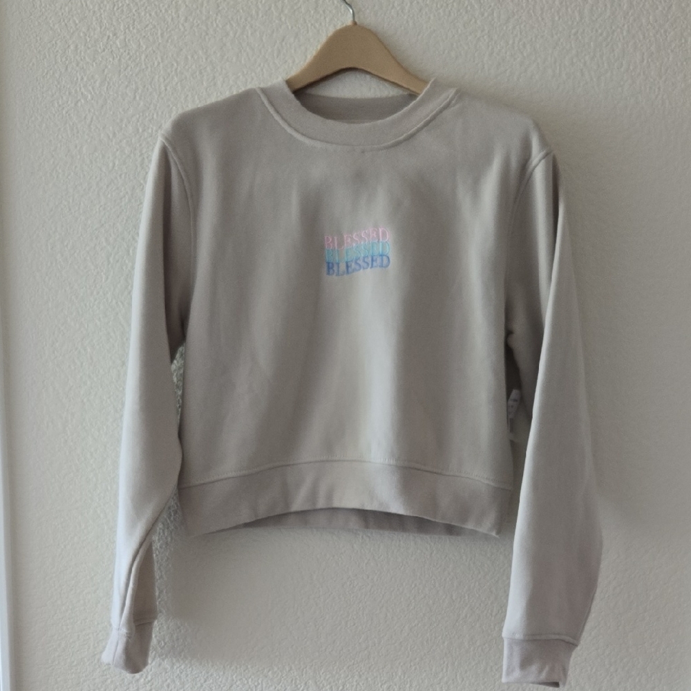 Brooklyn Cloth Beige Crew Neck Sweater with Embroidery